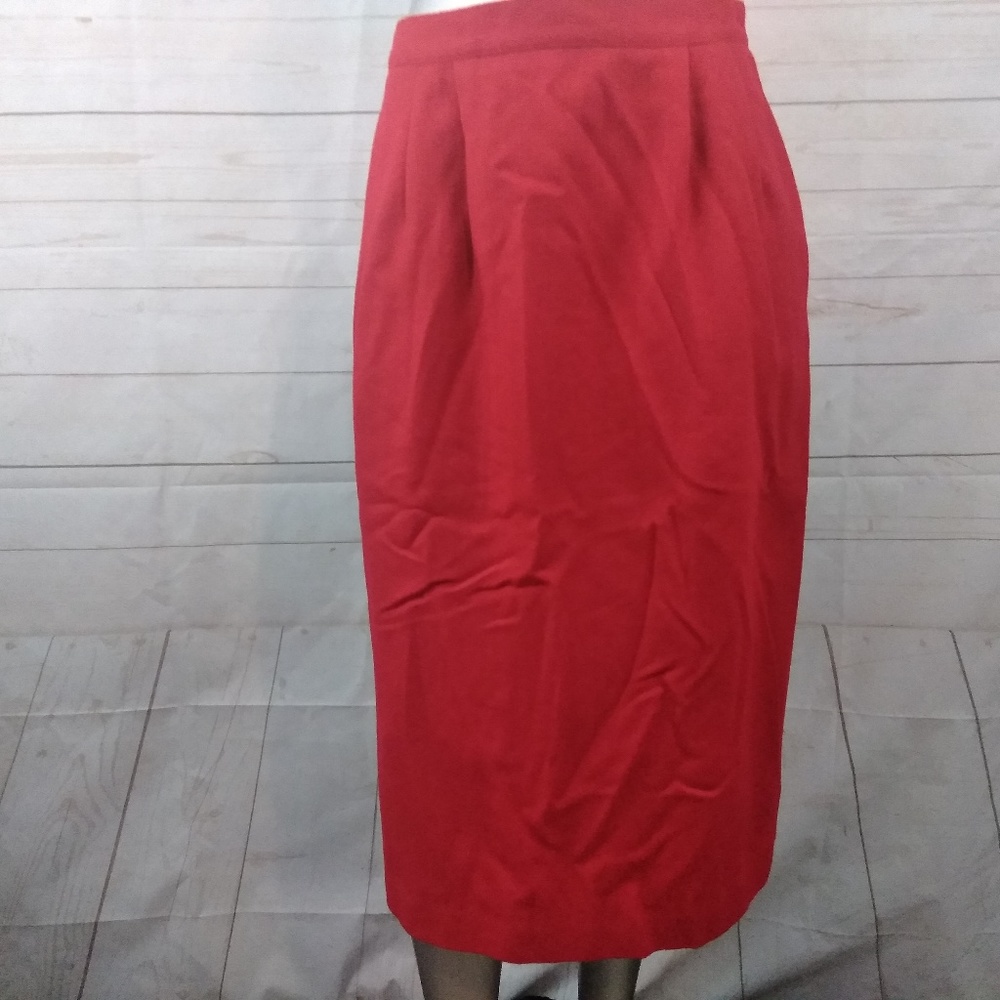 Vintage Red Wool Pencil Skirt Size 6